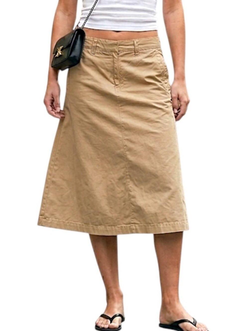 VTG Y2K Diesel pure cotton a line tan old money minimalist midi skirt 28